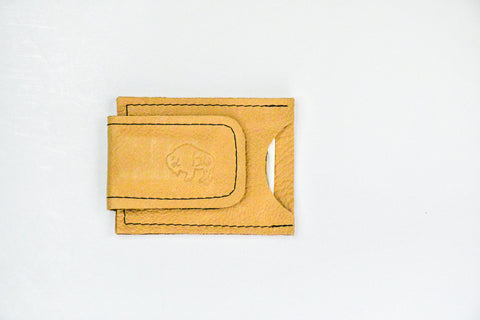 Dakota Leather Magnetic Money Clip Bifold Wallet | Saddle Tan